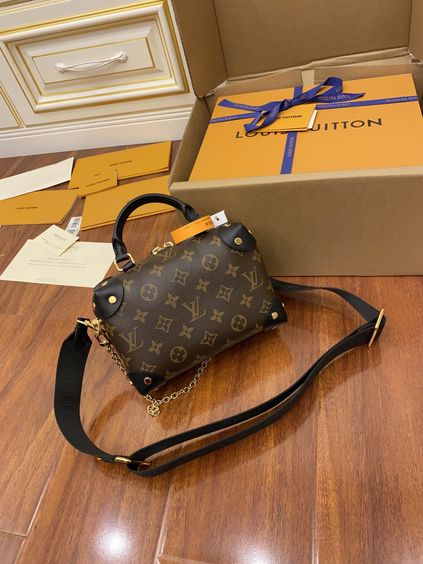 Louis Vuitton Petite Malle Souple Monogram Canvas Black For Women, Women’s Handbags 7.9in/20cm