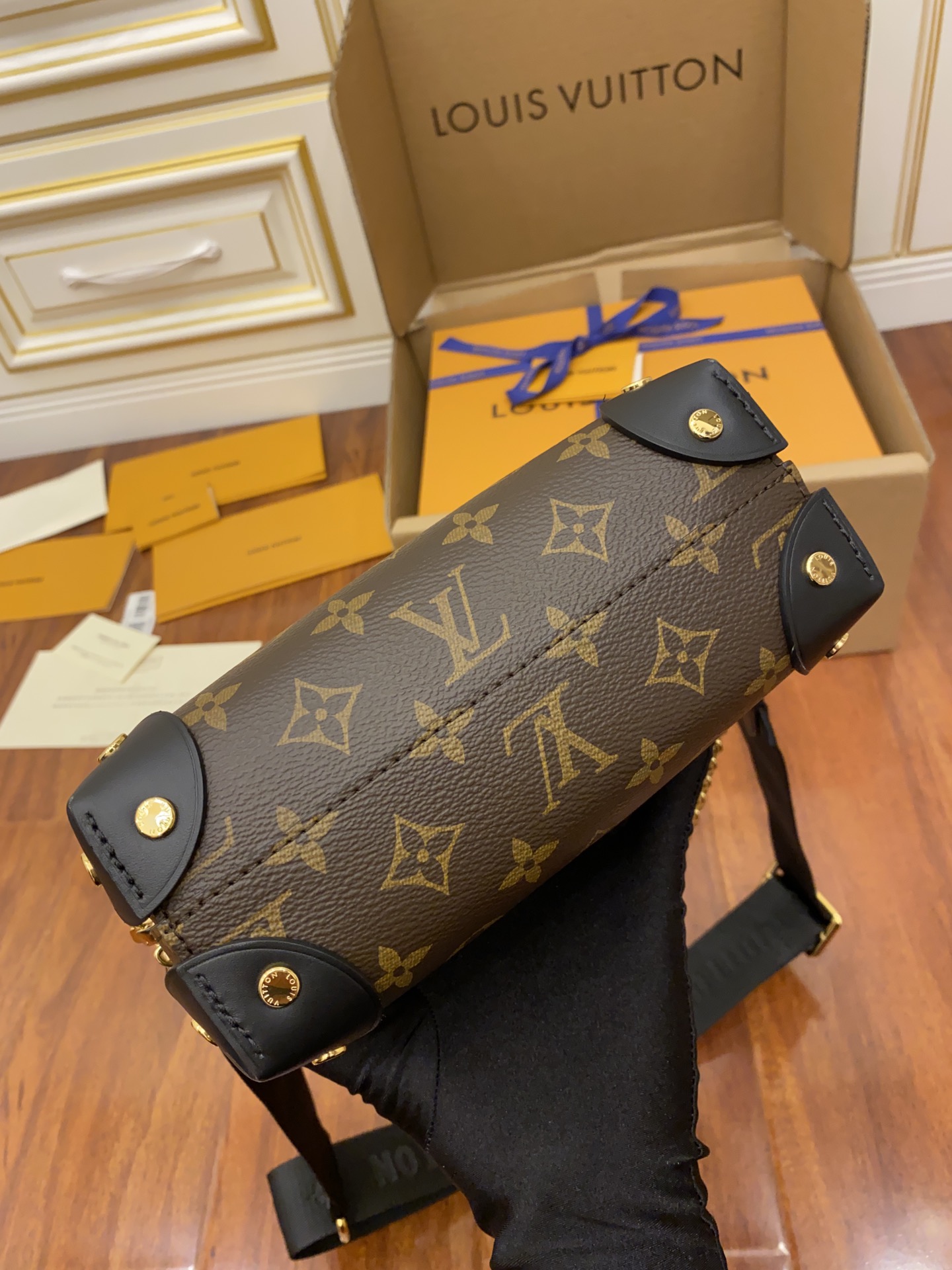 Louis Vuitton Petite Malle Souple Monogram Canvas Black For Women, Women’s Handbags 7.9in/20cm