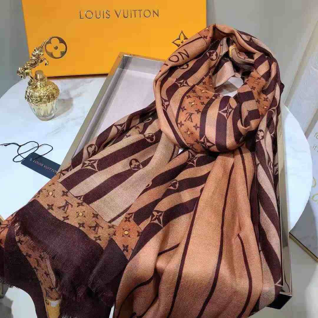 Louis Vuitton Plaid Denim Shawl Brown For Women