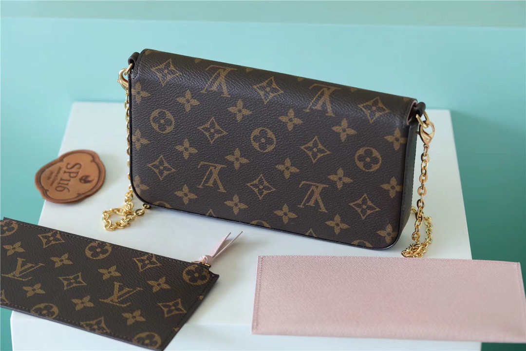 Louis Vuitton Pochette Felicie Monogram Canvas Fuchsia Pink For Women, Women’s Handbags, Shoulder And Crossbody Bags 21cm/8.3in