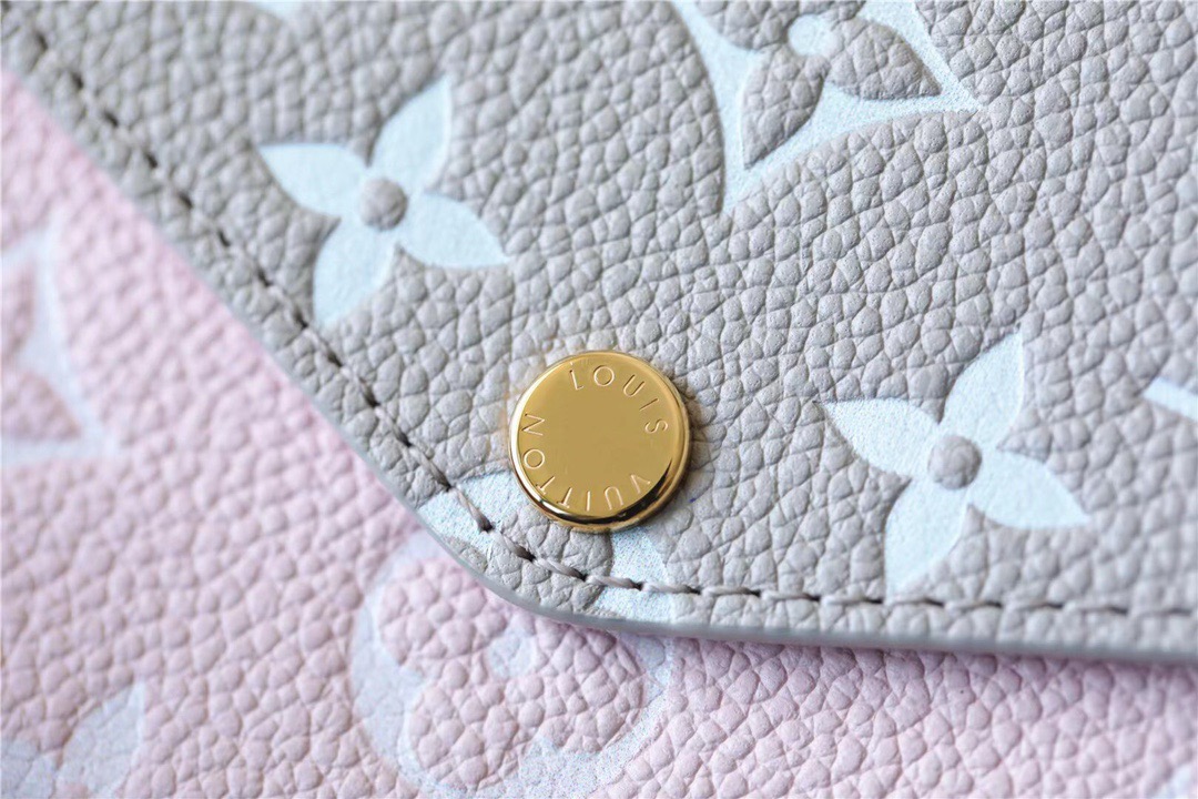 Louis Vuitton Pochette Felicie Monogram Empreinte Pink/ Beige/ Yellow For Women, Women’s Handbags, Shoulder And Crossbody Bags 21cm/8.3in
