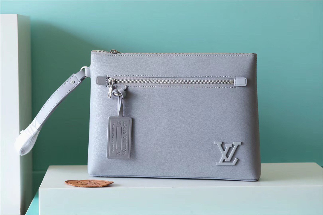 Louis Vuitton Pochette Ipad Grey Aerogram For Men, Men’s Wallet 30cm