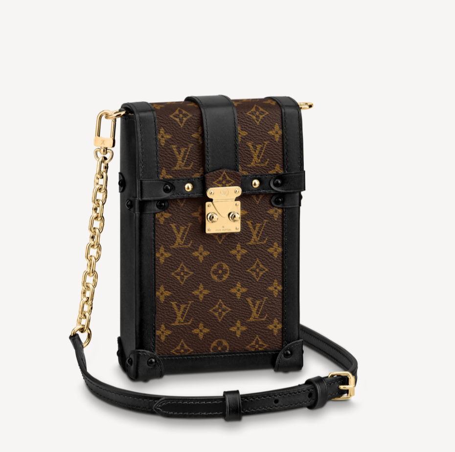Louis Vuitton Pochette Trunk Verticale Monogram Canvas Black For Women, Women’s Chain Wallet 6.9in/18cm