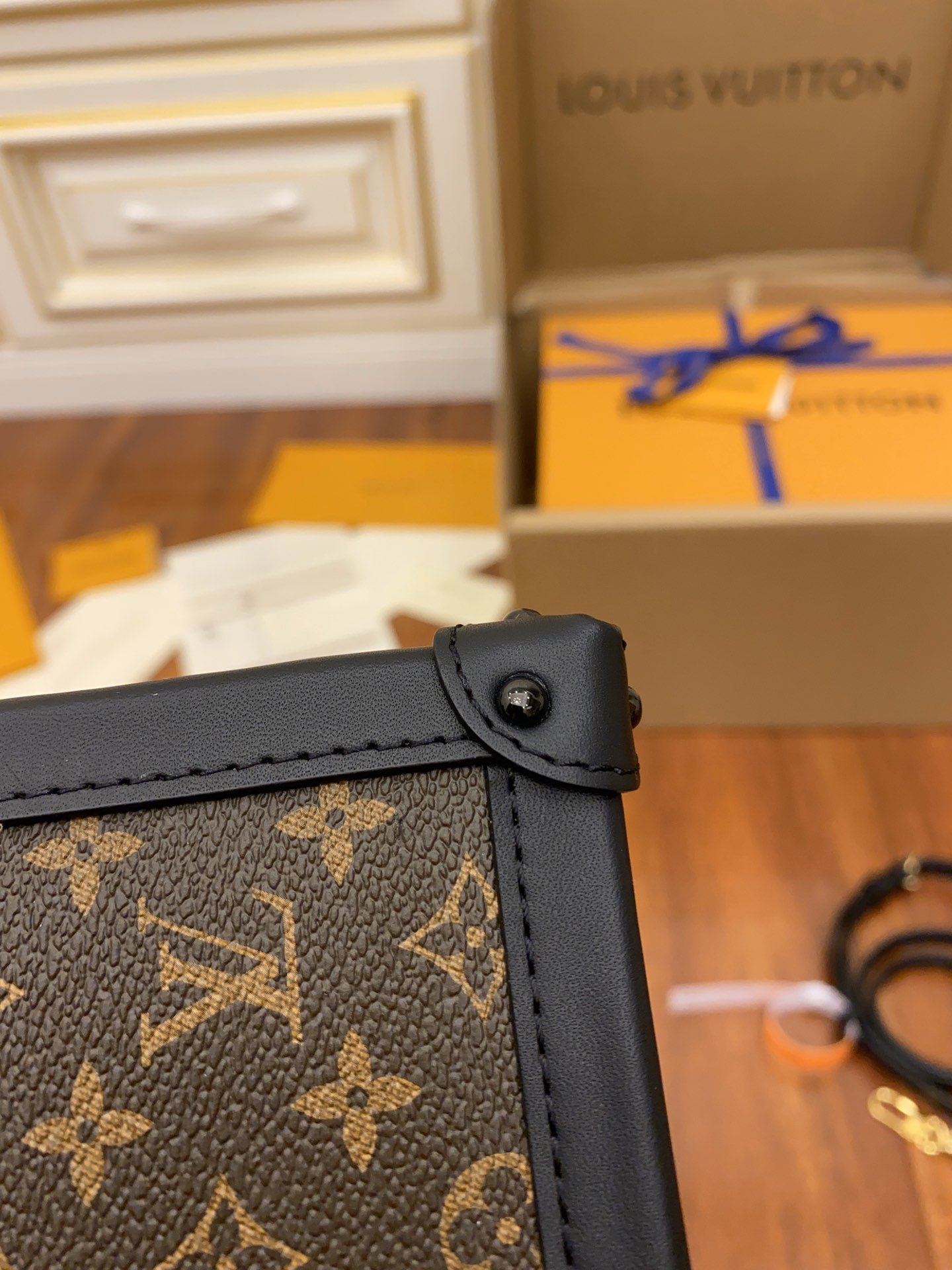 Louis Vuitton Pochette Trunk Verticale Monogram Canvas Black For Women, Women’s Chain Wallet 6.9in/18cm