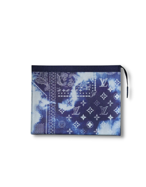 Louis Vuitton Pochette Voyage MM Blue Monogram Black For Men 10.6in/27cm