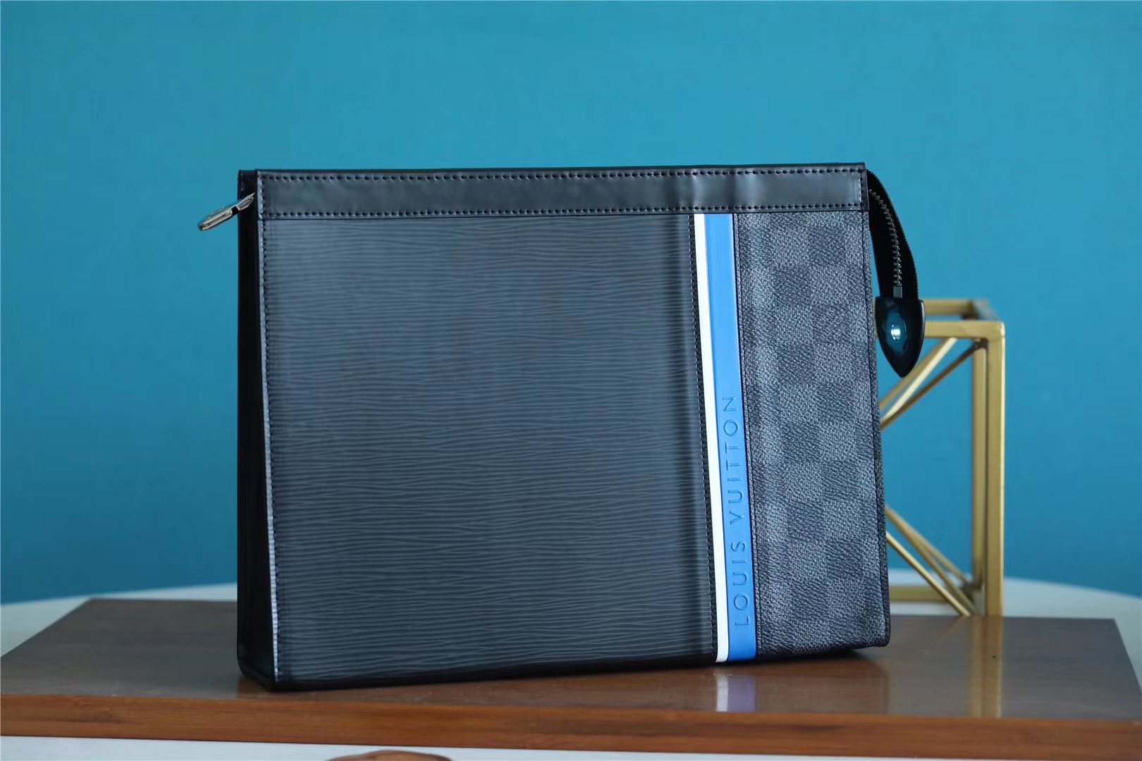 Louis Vuitton Pochette Voyage MM Epi Damier Graphite Canvas Black For Men, Men’s Travel Accessories 27cm