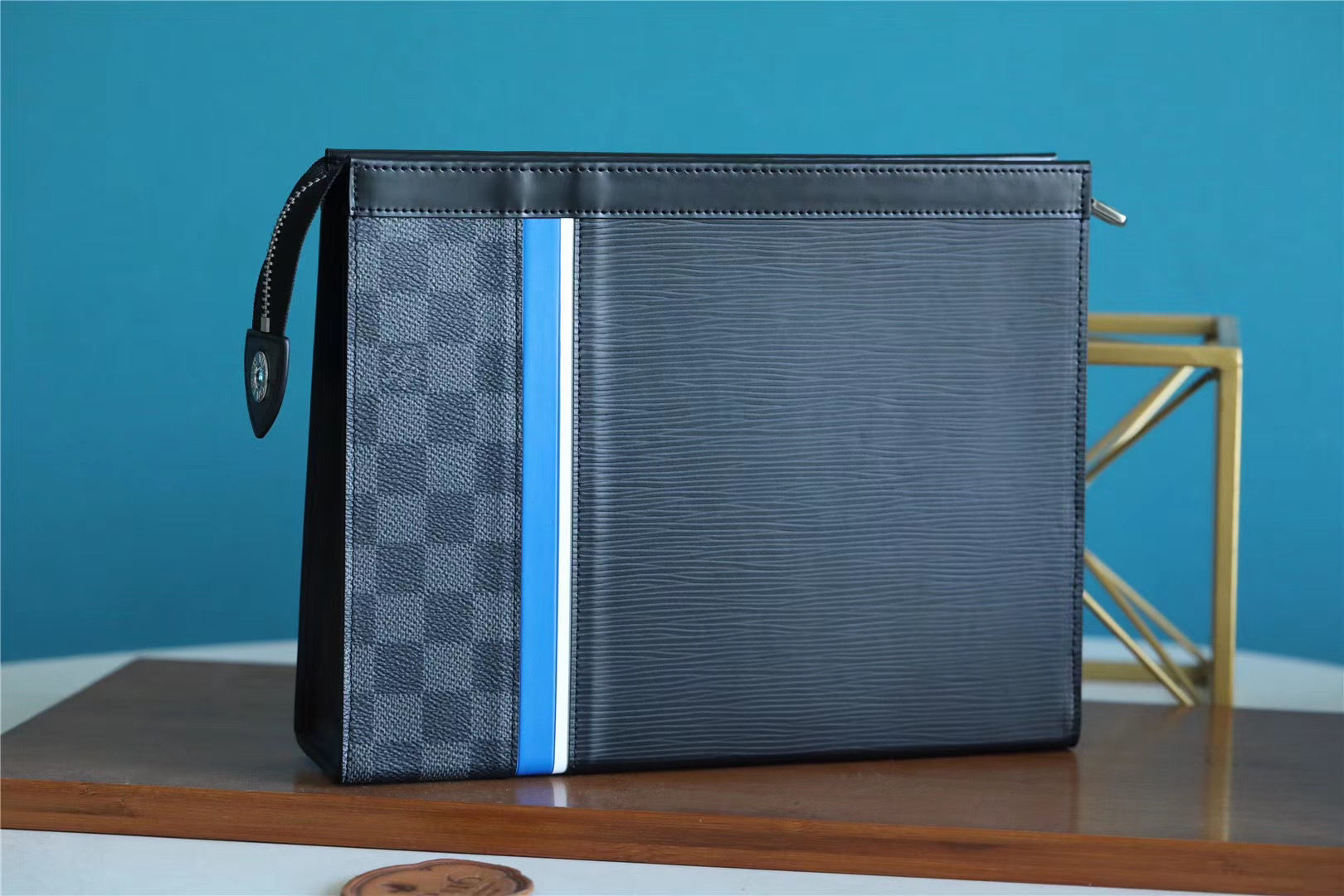 Louis Vuitton Pochette Voyage MM Epi Damier Graphite Canvas Black For Men, Men’s Travel Accessories 27cm