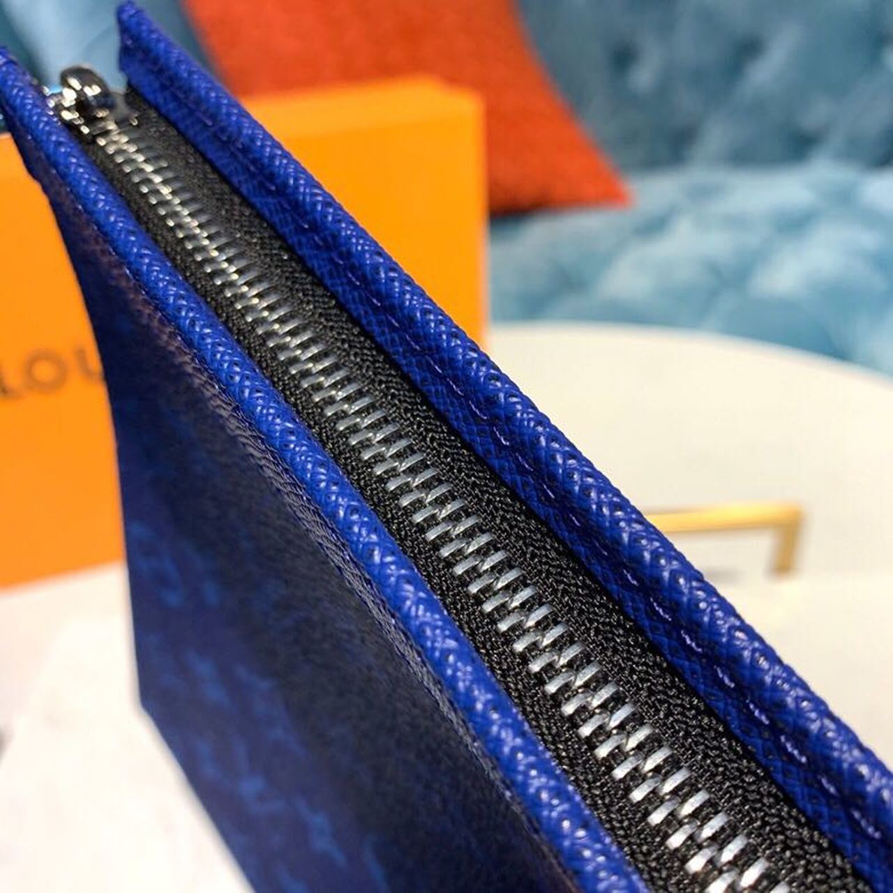 Louis Vuitton Pochette Voyage MM Monogram Eclipse Canvas Pacific Blue For Men, Men’s Bags, Travel Bags 10.6in/27cm