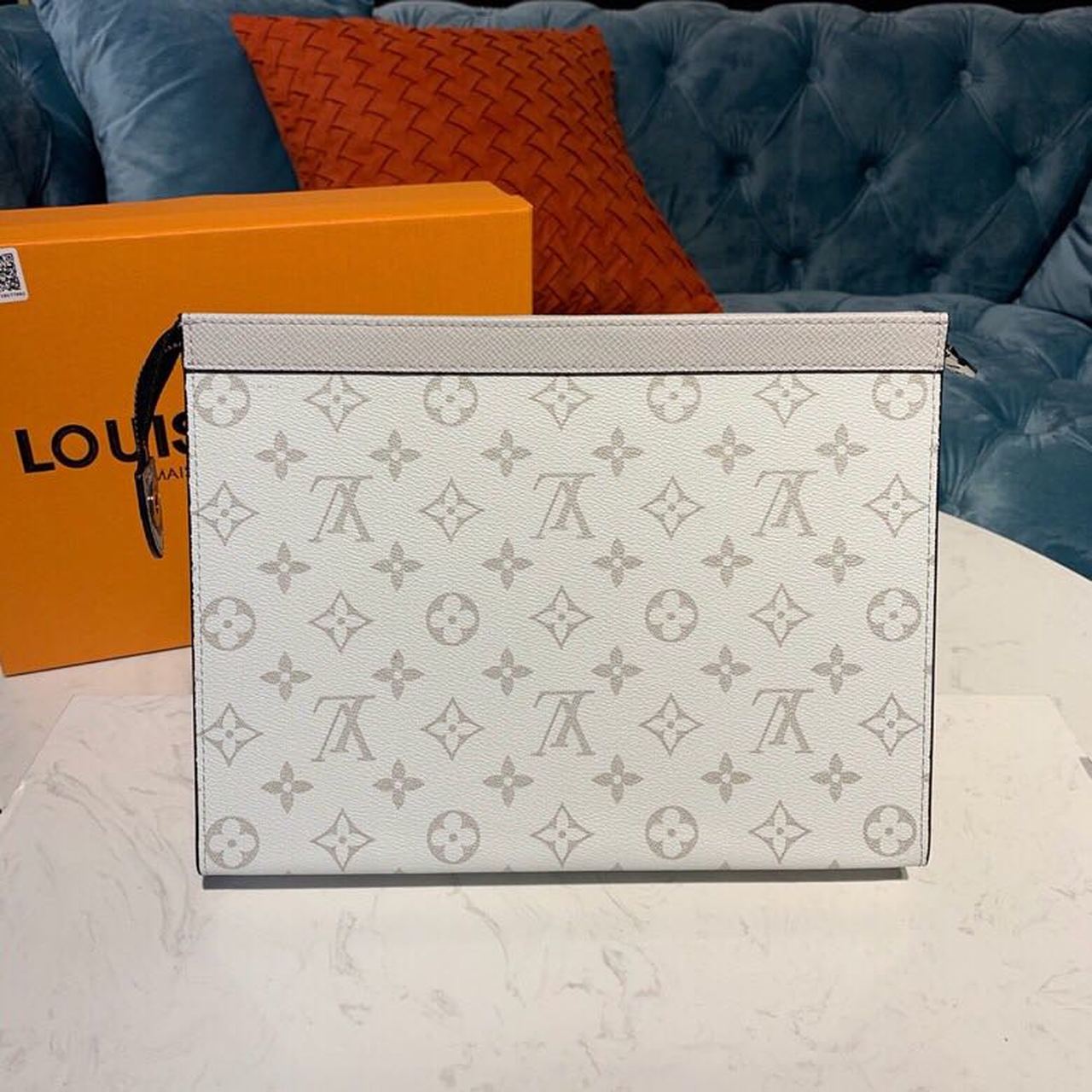 Louis Vuitton Pochette Voyage MM Monogram Eclipse Canvas Silver For Men, Men’s Bags, Travel Bags 10.6in/27cm LV