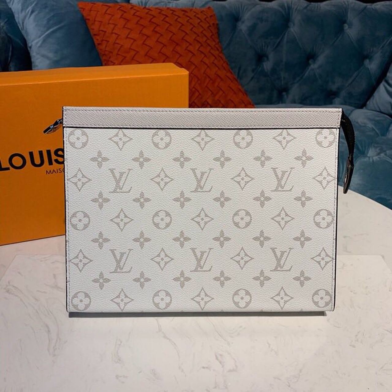 Louis Vuitton Pochette Voyage MM Monogram Eclipse Canvas Silver For Men, Men’s Bags, Travel Bags 10.6in/27cm LV