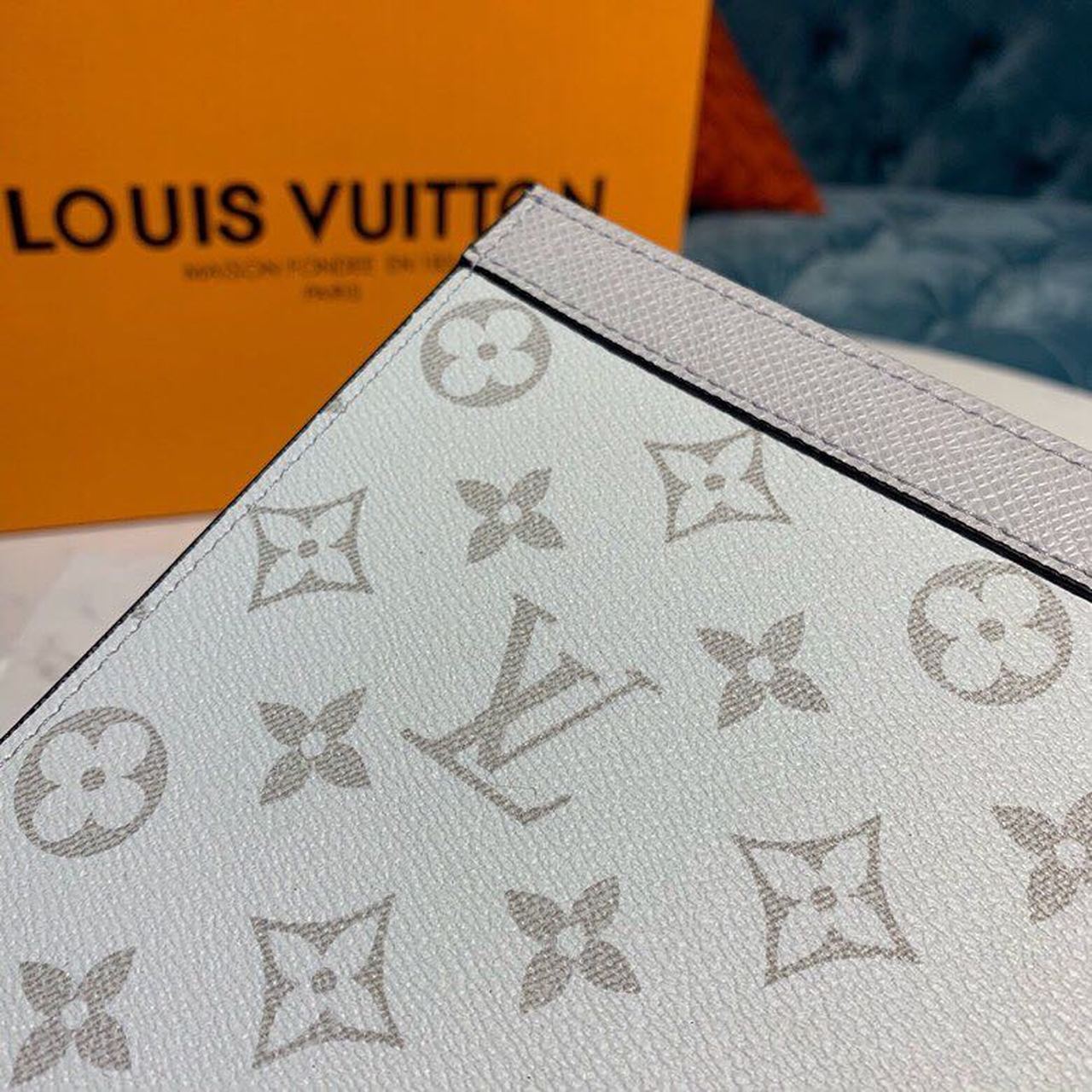 Louis Vuitton Pochette Voyage MM Monogram Eclipse Canvas Silver For Men, Men’s Bags, Travel Bags 10.6in/27cm LV