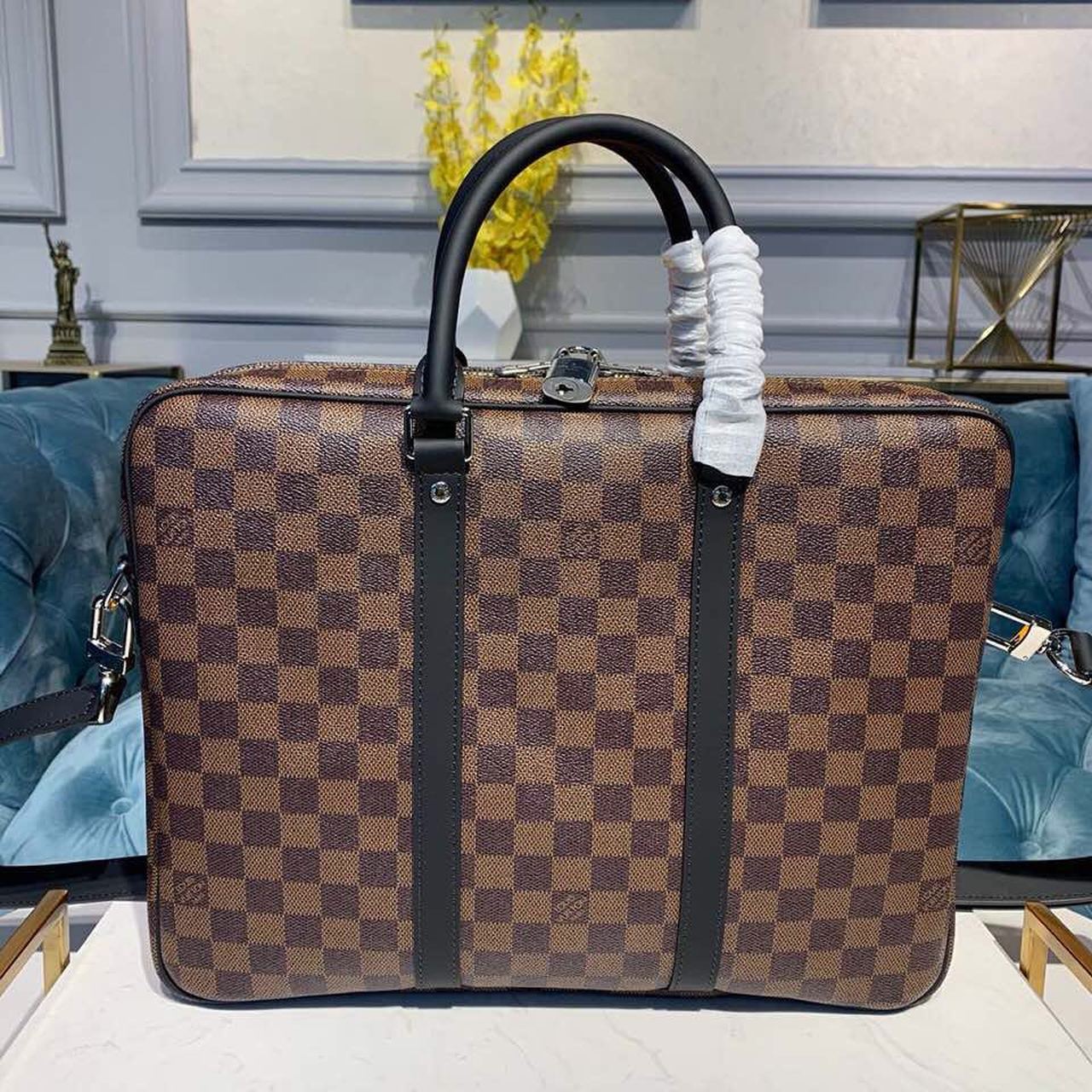 Louis Vuitton Porte Documents Voyage PM Damier Ebene Canvas For Women, Women’s Handbags, Shoulder And Crossbody Bags 14.6in/37cm