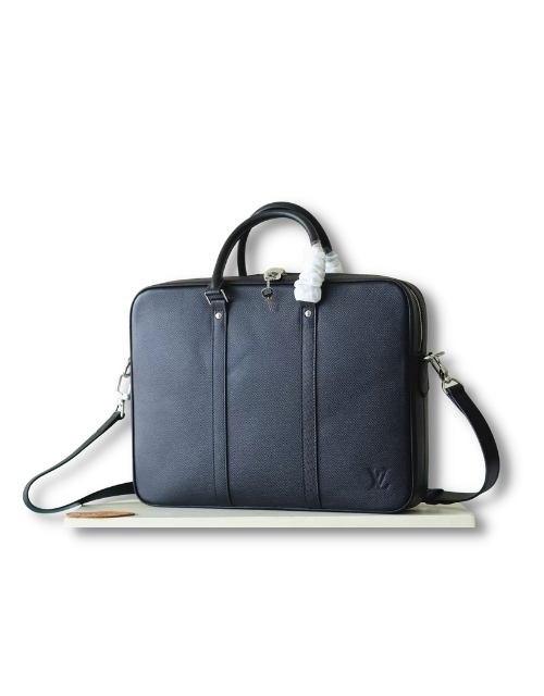 Louis Vuitton Porte Documents Voyage PM Taiga Black For Men 13.8in/35cm