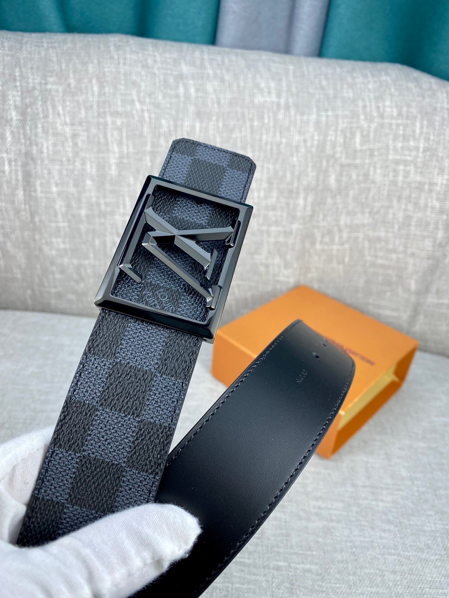 Louis Vuitton Pyramide Frame Reversible LV Belt Damier Eclipse Black hardware LV Women Belt
