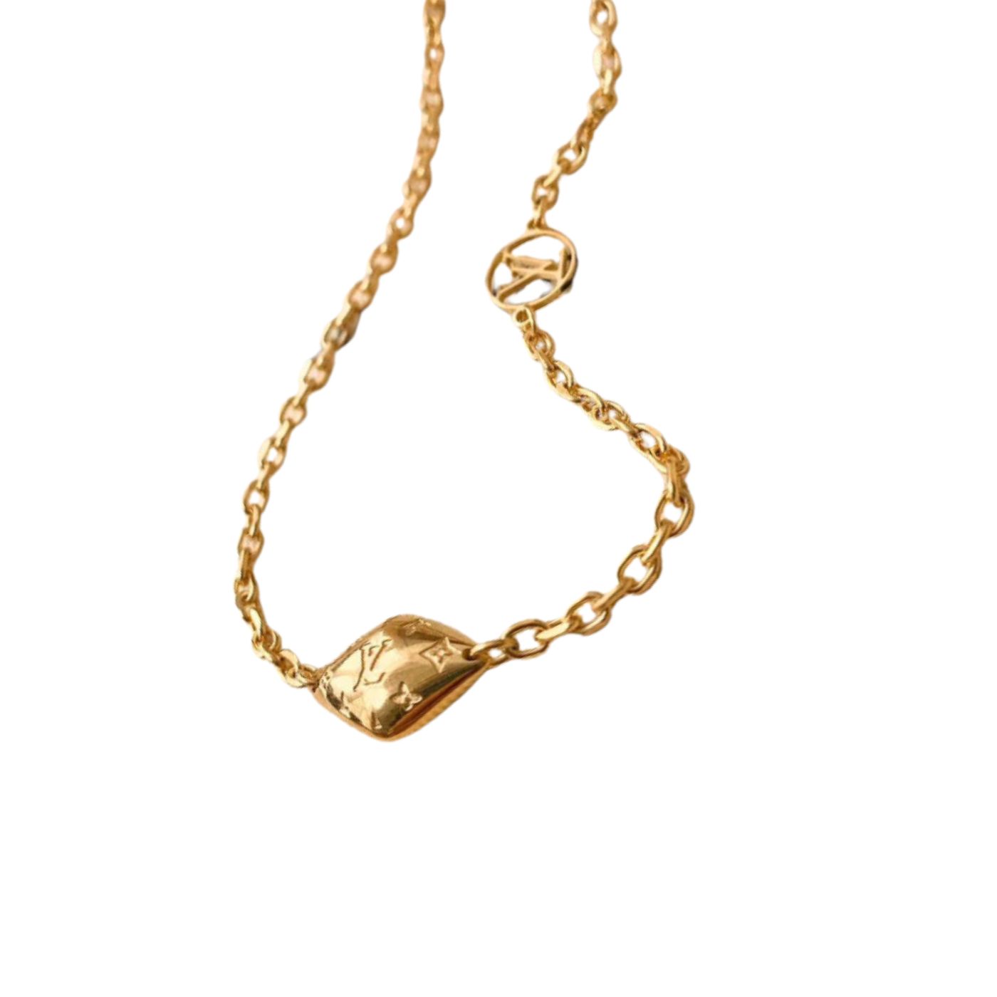 Louis Vuitton Rhombic Necklace Gold For Women