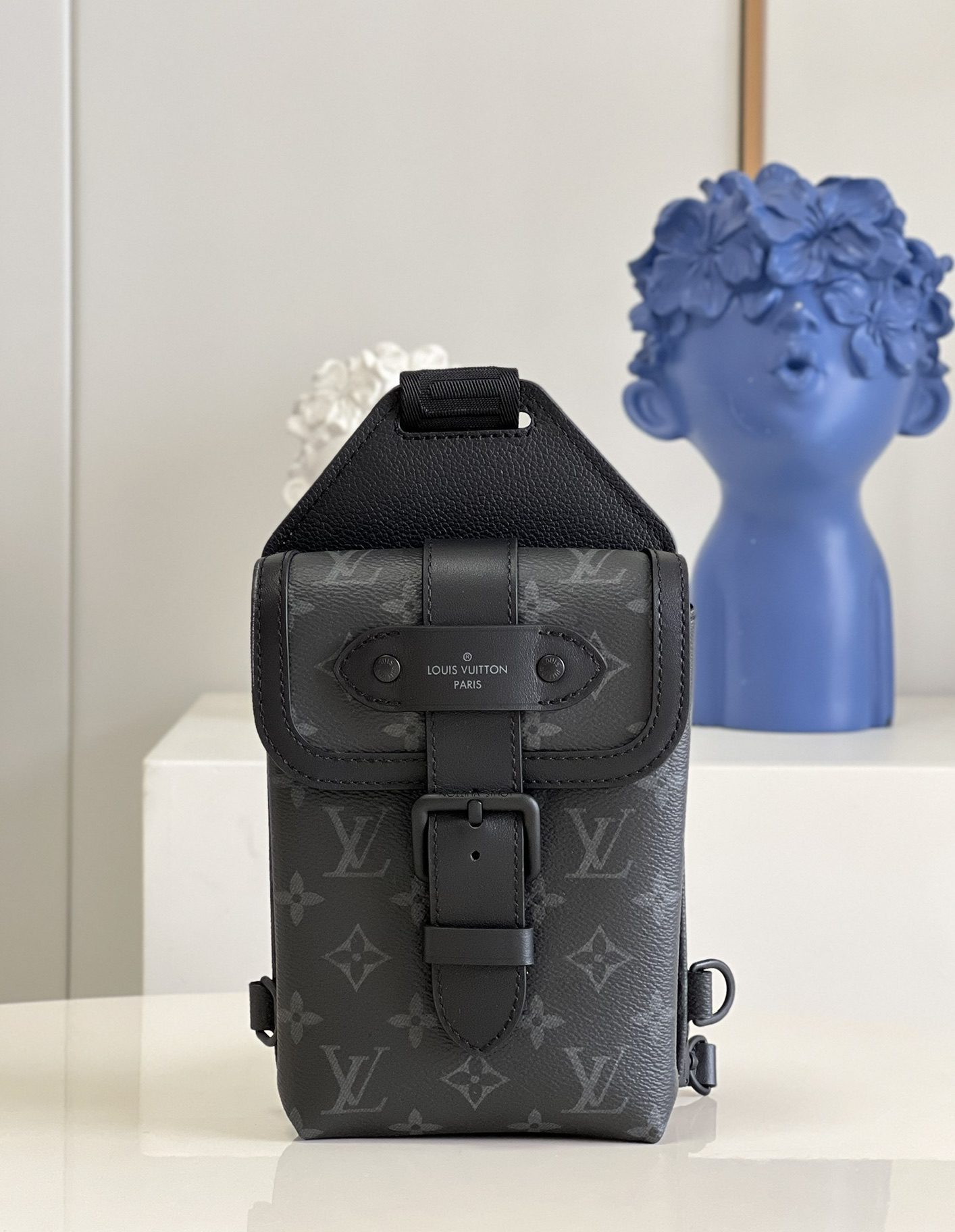 Louis Vuitton Saumur Slingbag Monogram Eclipse Black For Men, Men’s Bags, Crossbody Bags 7.1in/18cm