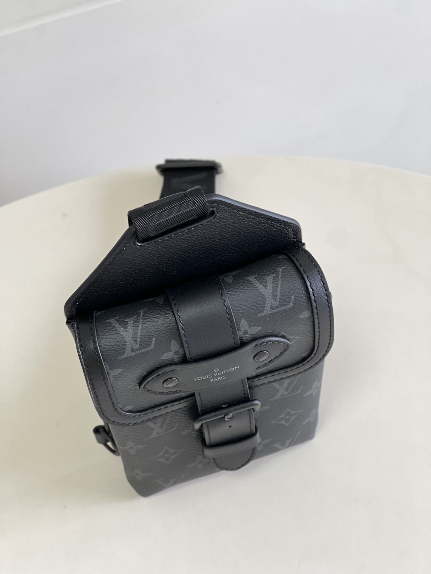 Louis Vuitton Saumur Slingbag Monogram Eclipse Black For Men, Men’s Bags, Crossbody Bags 7.1in/18cm