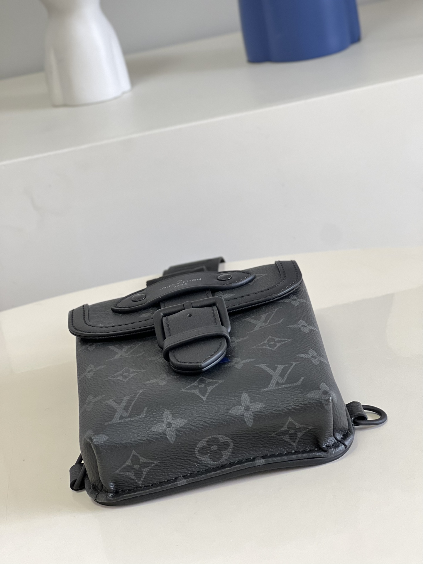 Louis Vuitton Saumur Slingbag Monogram Eclipse Black For Men, Men’s Bags, Crossbody Bags 7.1in/18cm