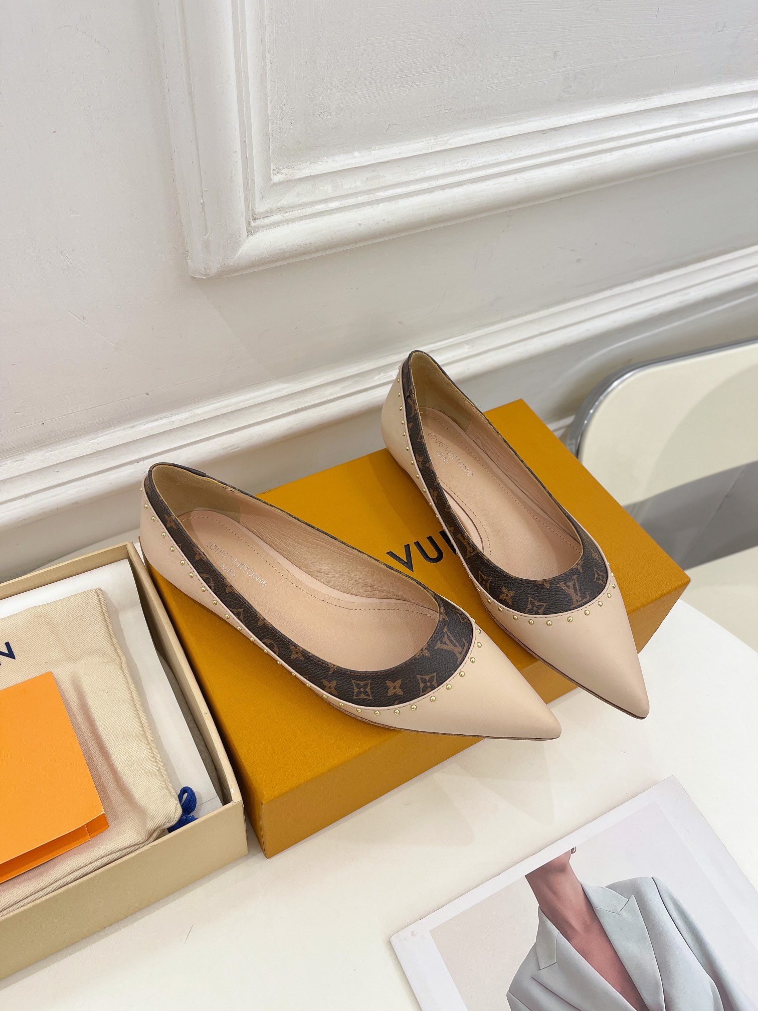 Louis Vuitton Signature Flat Ballerina Beige For Women