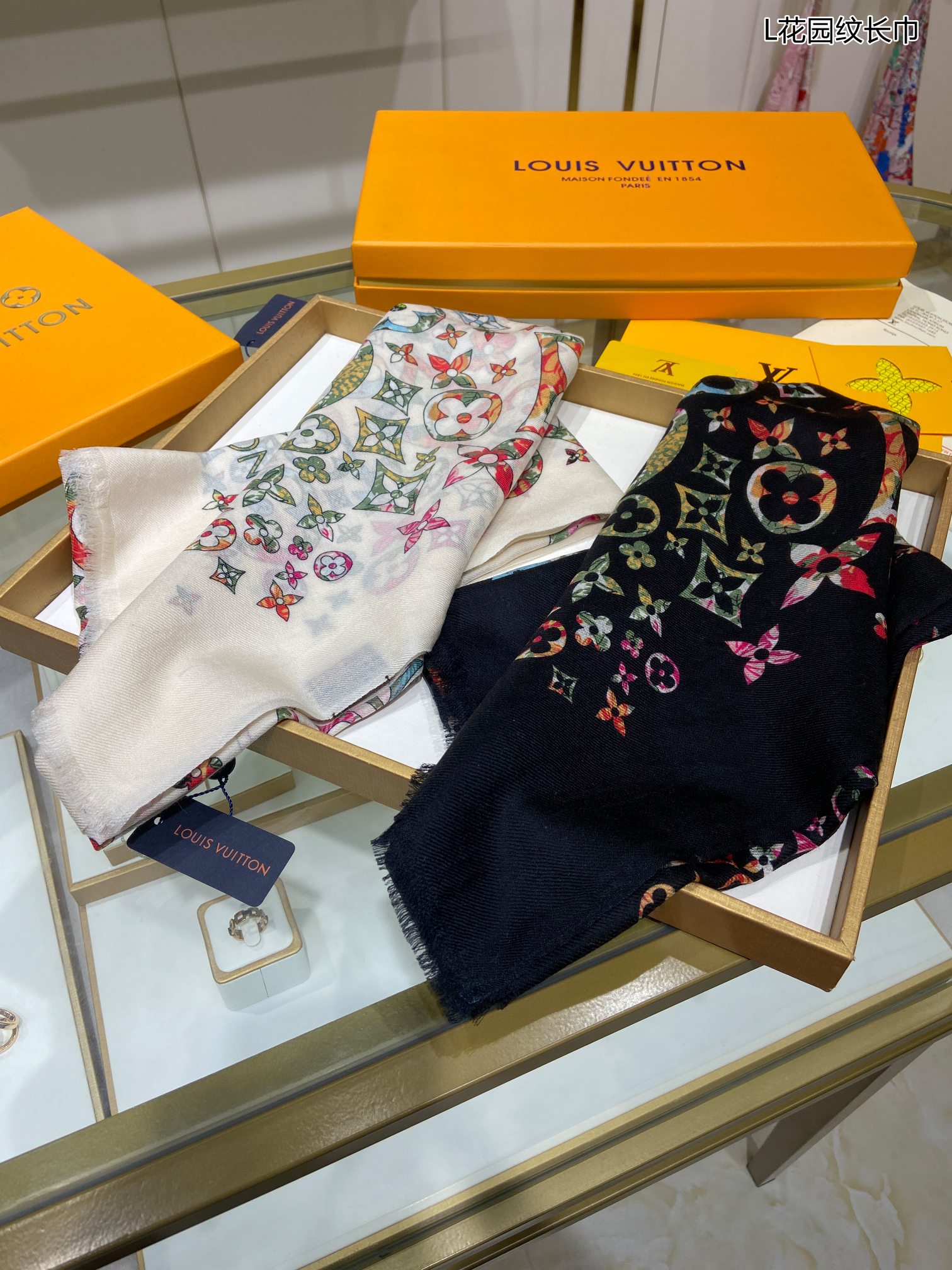 Louis Vuitton Silk Monogram Multicolor in White Rectangle Scarf 200cm/78in