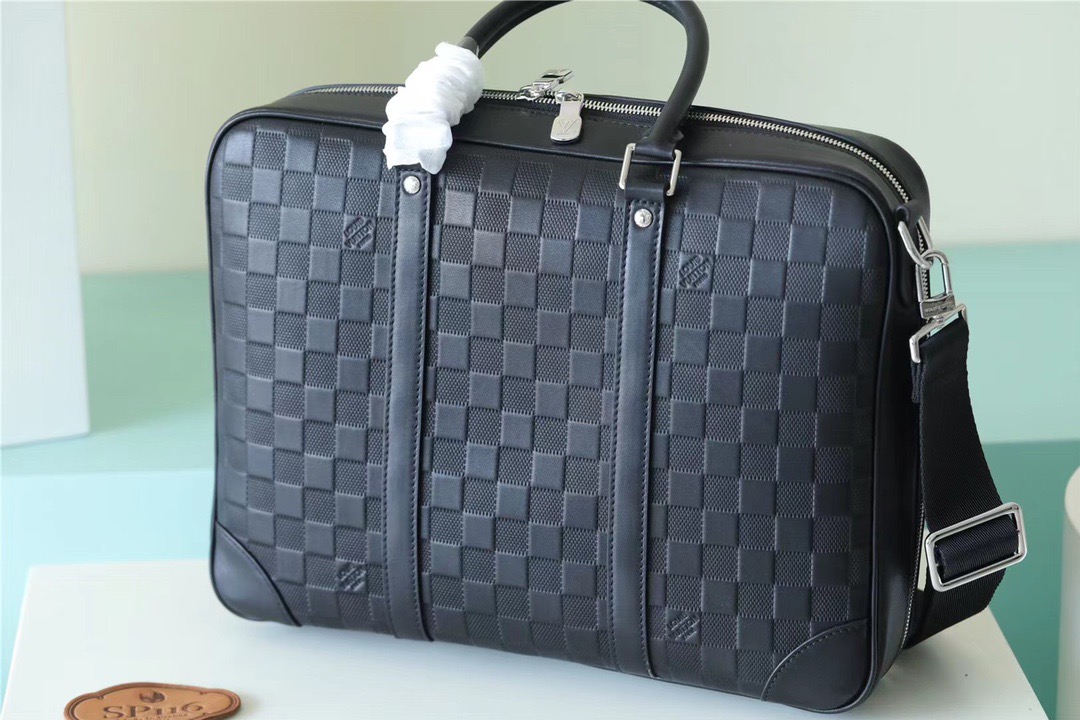 Louis Vuitton Sirius Briefcase Damier Black For Men 13.8in/35cm