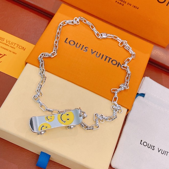 Louis Vuitton Skateboard Necklace Silver For Women