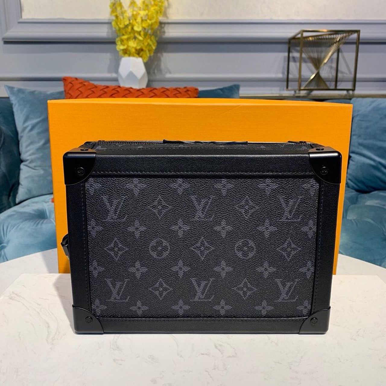 Louis Vuitton Soft Trunk Monogram Eclipse Canvas For Men, Men’s Bags 9.8in/25cm