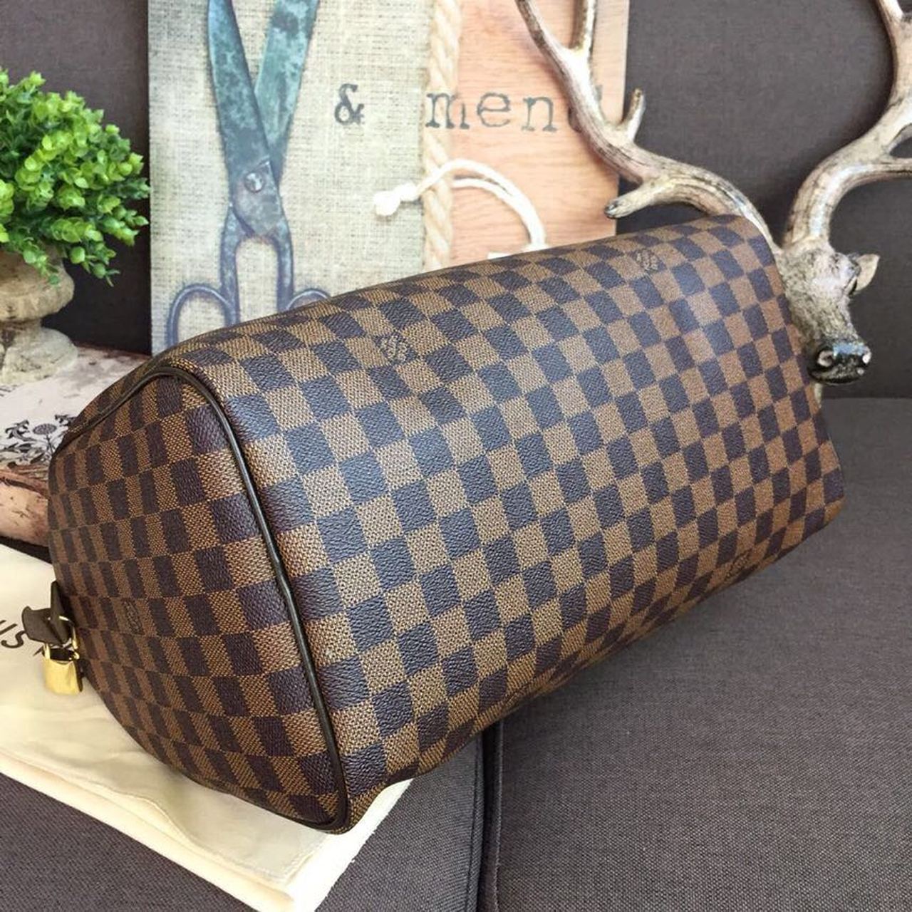 Louis Vuitton Speedy 35 Damier Ebene Canvas For Women, Women’s Handbags, Travel Bags 13.8in/35cm