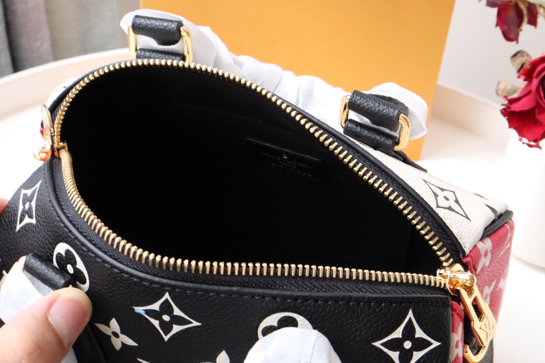 Louis Vuitton Speedy Bandoulière 20 Monogram Empreinte Black/White/Pink For Women, Women’s Handbags 8.1in/21cm