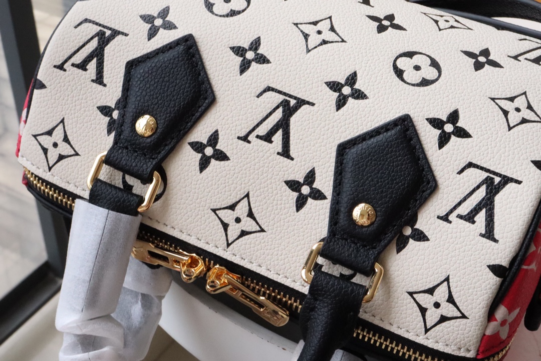 Louis Vuitton Speedy Bandoulière 20 Monogram Empreinte Black/White/Pink For Women, Women’s Handbags 8.1in/21cm