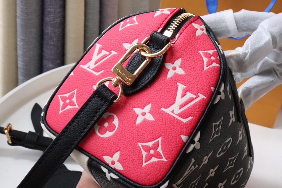 Louis Vuitton Speedy Bandoulière 20 Monogram Empreinte Black/White/Pink For Women, Women’s Handbags 8.1in/21cm