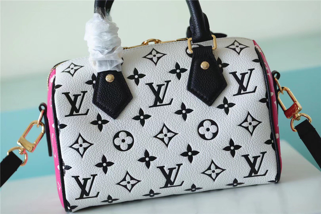 Louis Vuitton Speedy Bandouliere 20 Monogram Empreinte Black / White / Pink For Women, Women’s Handbags, Shoulder And Crossbody Bags 20.5cm/8.1in