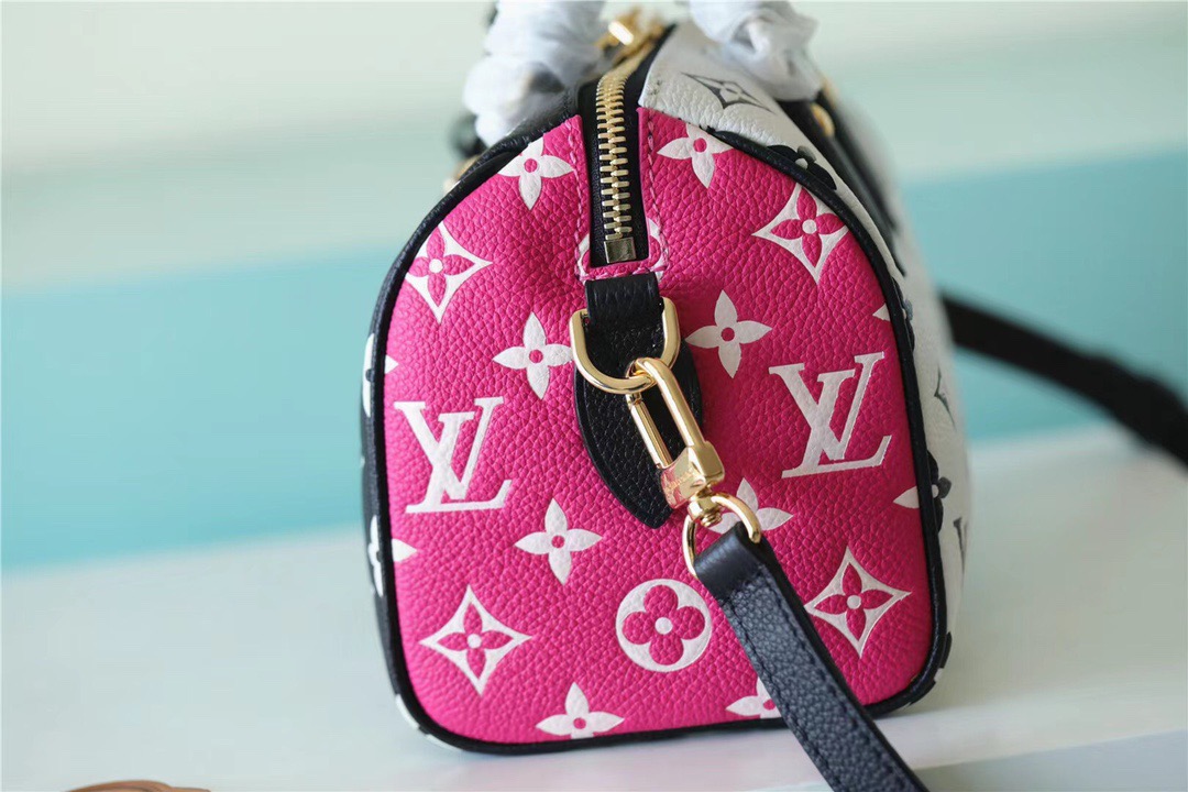 Louis Vuitton Speedy Bandouliere 20 Monogram Empreinte Black / White / Pink For Women, Women’s Handbags, Shoulder And Crossbody Bags 20.5cm/8.1in