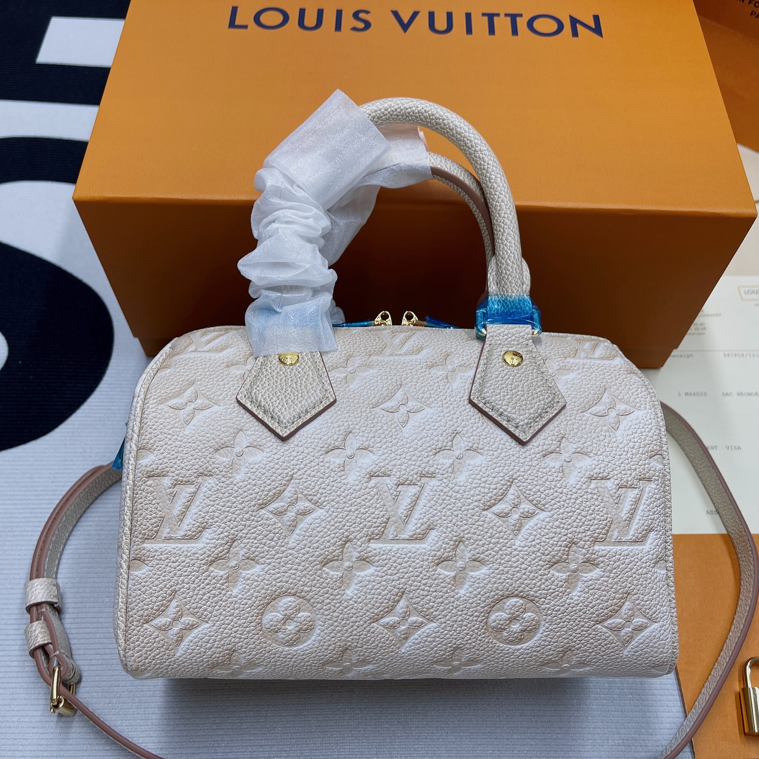 Louis Vuitton Speedy Bandouliere 20 Monogram Empreinte Pale Beige For Women, Women’s Handbags, Shoulder And Crossbody Bags 20.5cm/8.1in