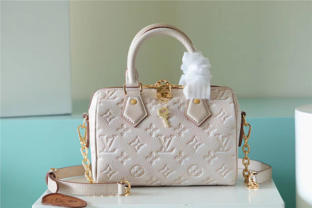 Louis Vuitton Speedy Bandouliere 20 Monogram Empreinte Pale Beige For Women, Women’s Handbags, Shoulder And Crossbody Bags 20.5cm/8.1in