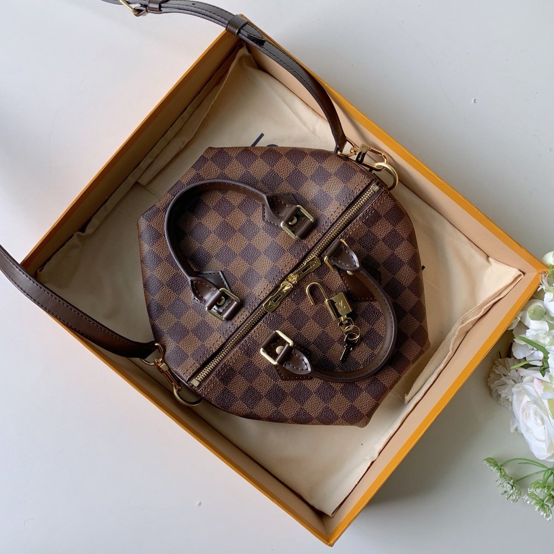 Louis Vuitton Speedy Bandouliere 25 Damier Ebene Canvas For Women, Women’s Handbags, Shoulder And Crossbody Bags 9.8in/25cm