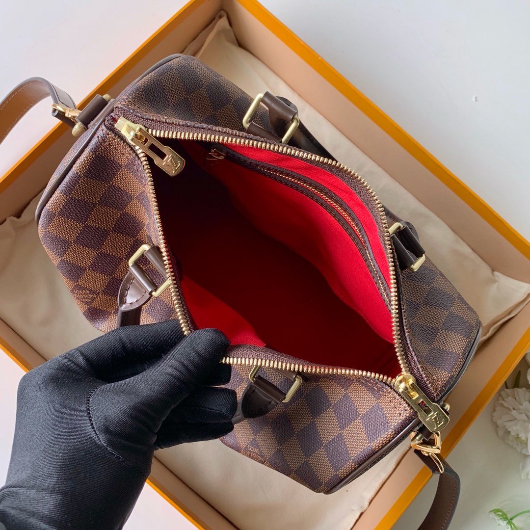 Louis Vuitton Speedy Bandouliere 25 Damier Ebene Canvas For Women, Women’s Handbags, Shoulder And Crossbody Bags 9.8in/25cm