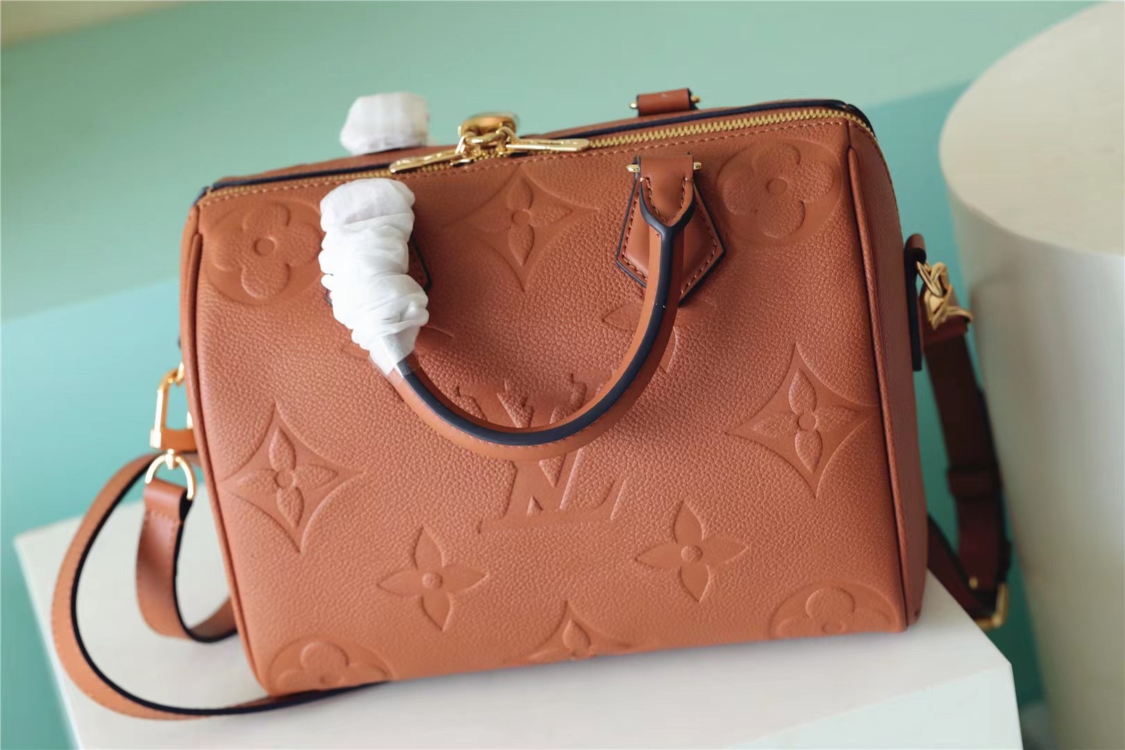 Louis Vuitton Speedy Bandouliere 25 Monogram Embossed Brown For Women 9.8in/25cm