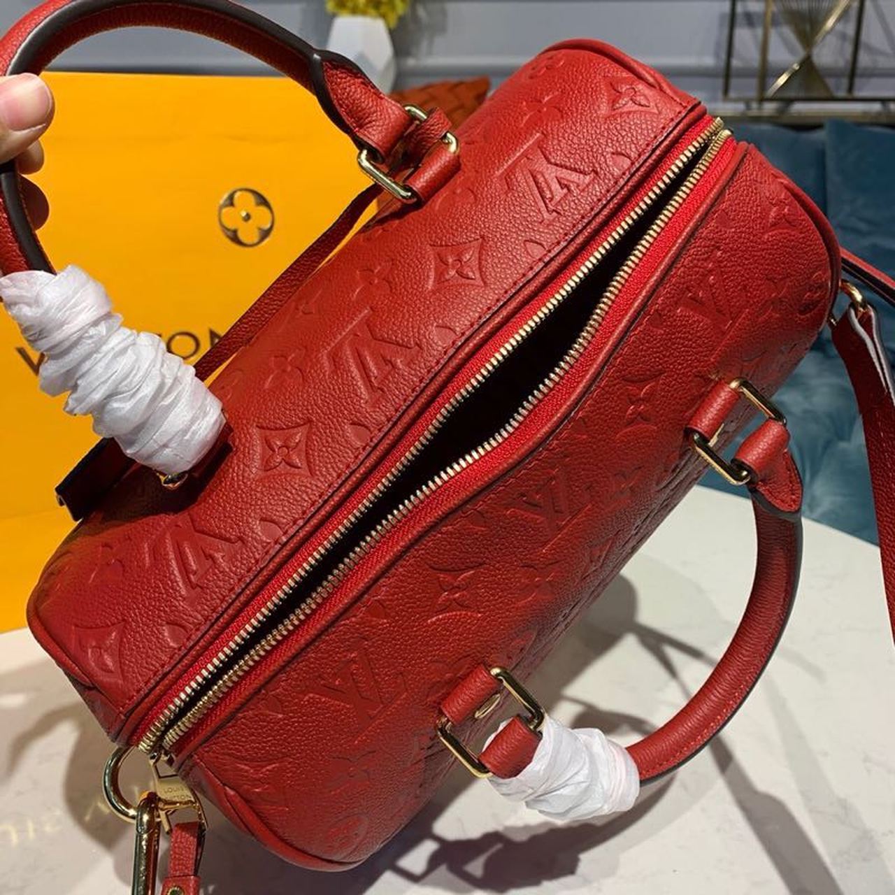 Louis Vuitton Speedy Bandouliere 25 Monogram Empreinte Cherry Red For Women, Women’s Handbags, Shoulder And Crossbody Bags 9.8in/25cm LV