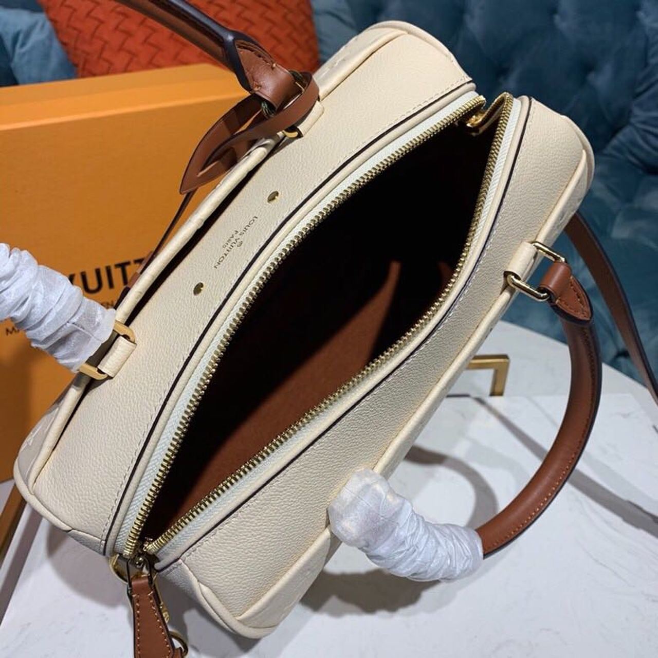 Louis Vuitton Speedy Bandouliere 25 Monogram Empreinte Creme For Women, Women’s Handbags, Shoulder And Crossbody Bags 9.8in/25cm