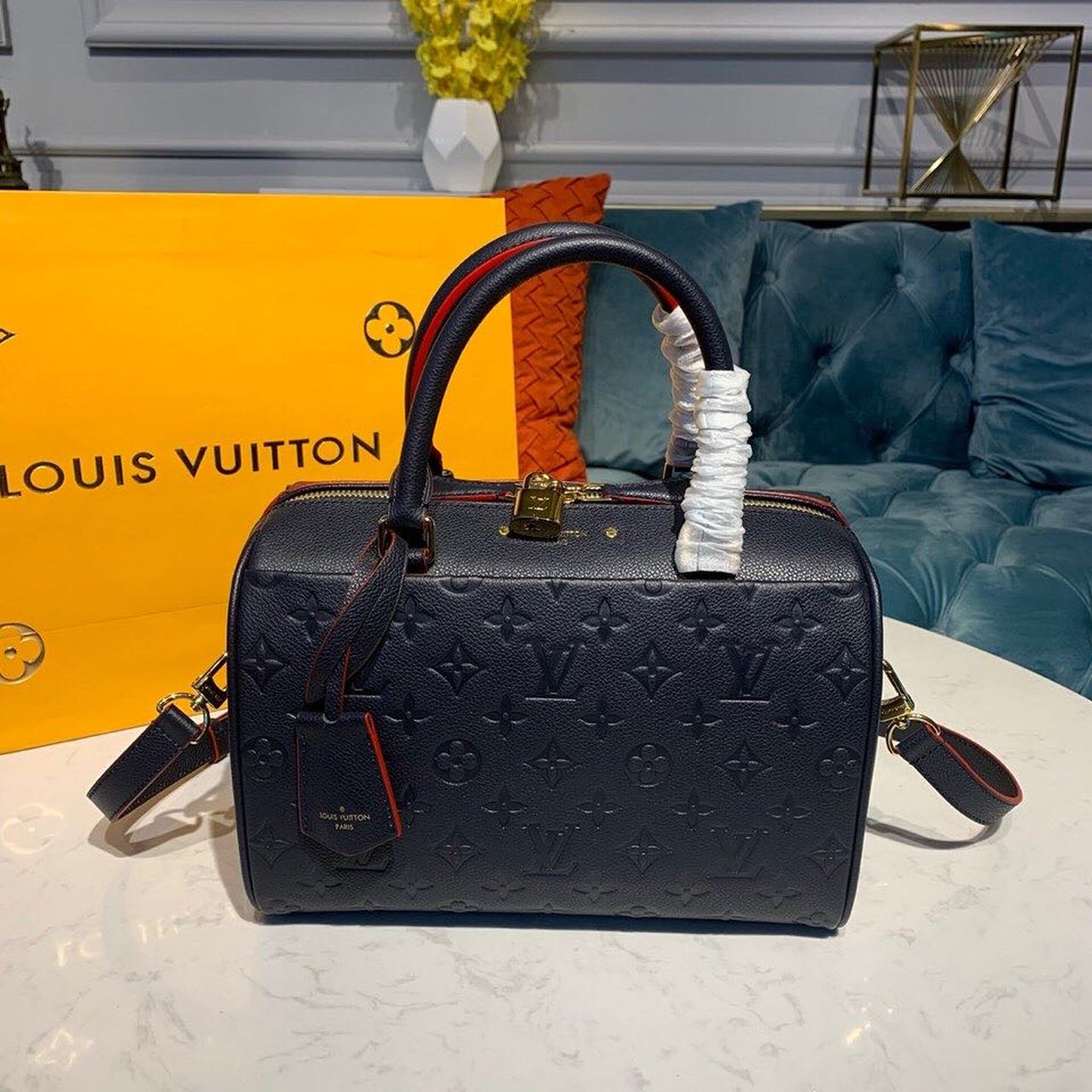 Louis Vuitton Speedy Bandouliere 25 Monogram Empreinte Navy Blue For Women, Women’s Handbags, Shoulder And Crossbody Bags 9.8in/25cm LV