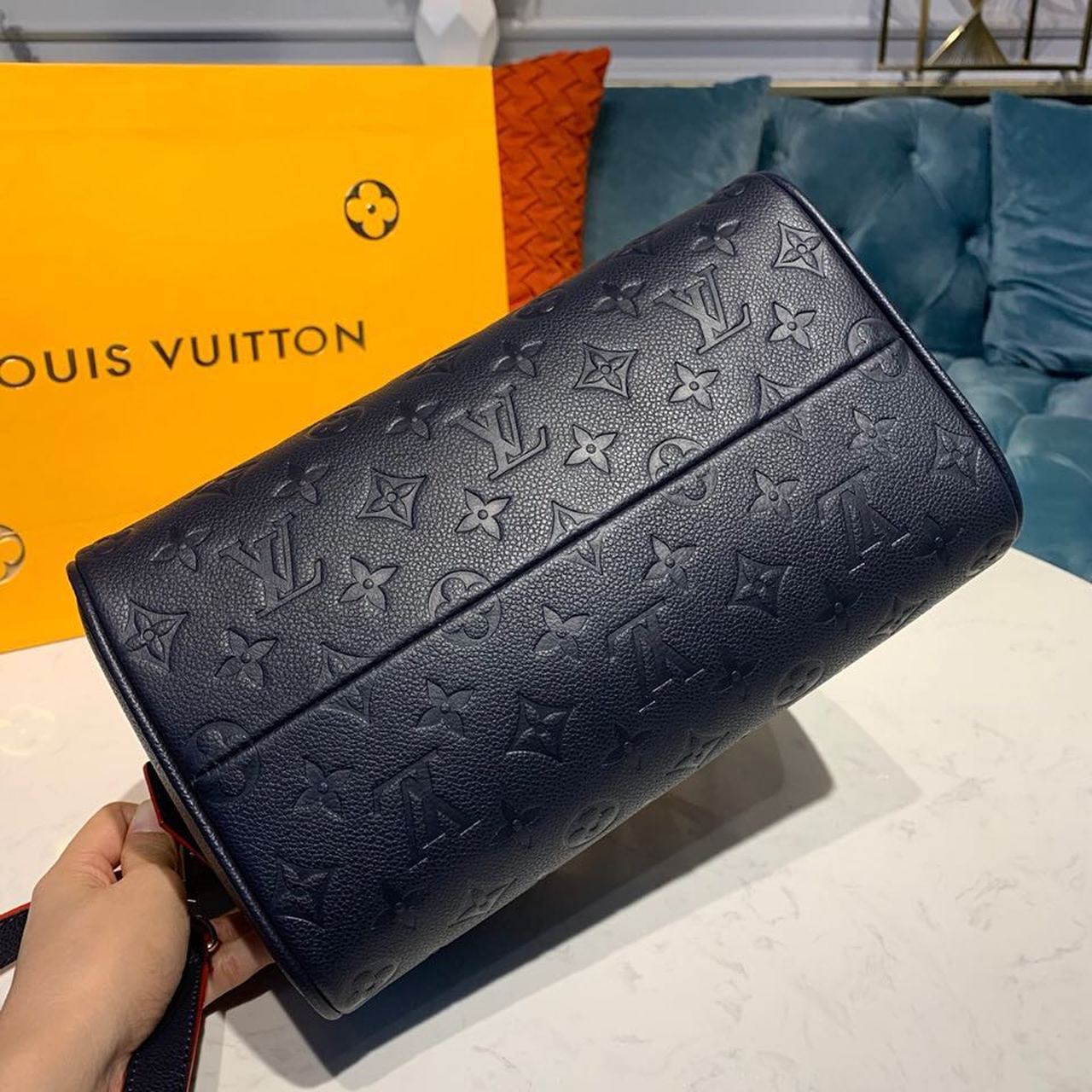 Louis Vuitton Speedy Bandouliere 25 Monogram Empreinte Navy Blue For Women, Women’s Handbags, Shoulder And Crossbody Bags 9.8in/25cm LV
