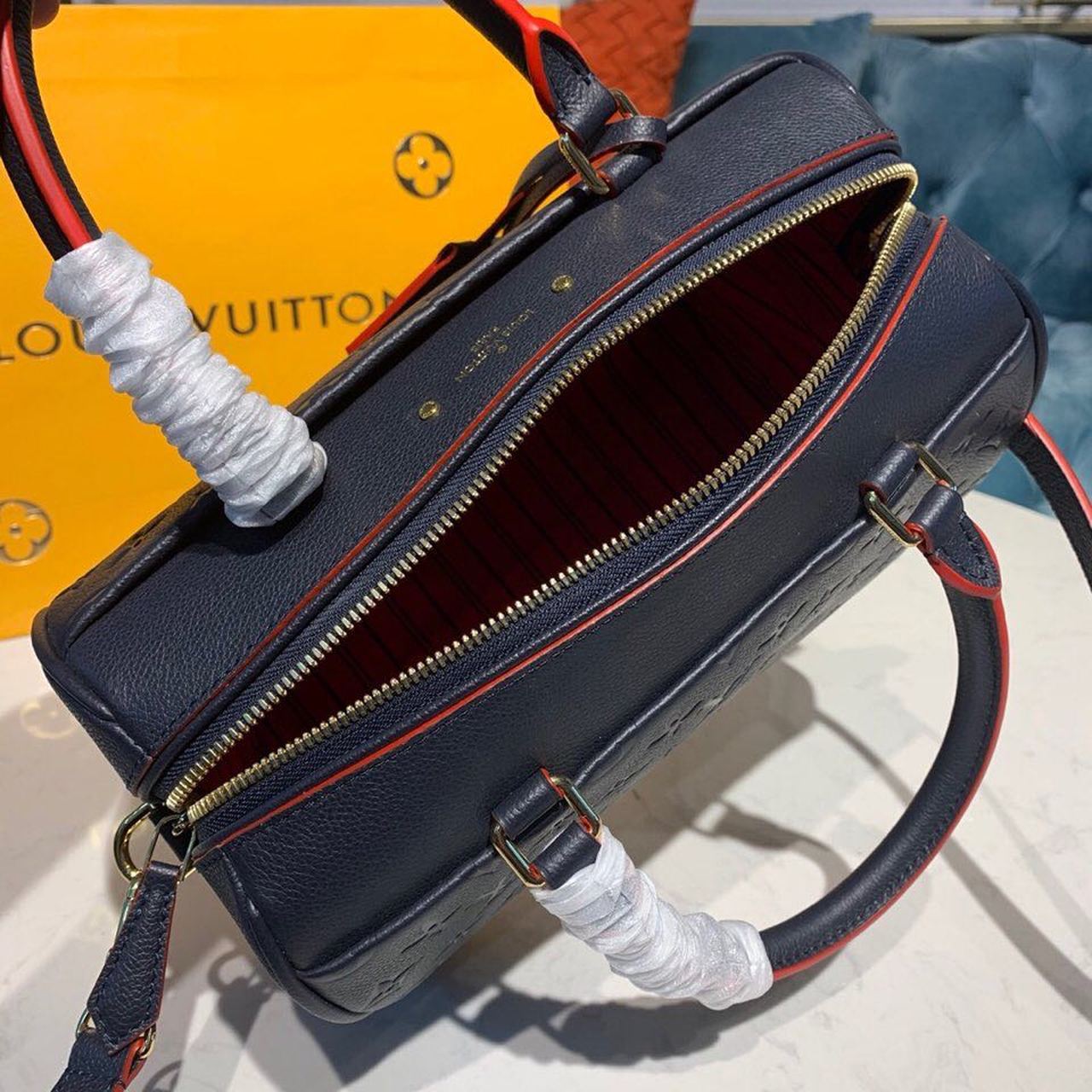 Louis Vuitton Speedy Bandouliere 25 Monogram Empreinte Navy Blue For Women, Women’s Handbags, Shoulder And Crossbody Bags 9.8in/25cm LV
