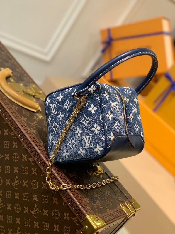 Louis Vuitton Square Bag Denim Jacquard Blue By Nicolas Ghesquiere For Women, Women’s Bags 6.3in/16cm
