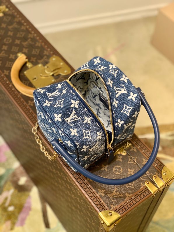 Louis Vuitton Square Bag Denim Jacquard Blue By Nicolas Ghesquiere For Women, Women’s Bags 6.3in/16cm