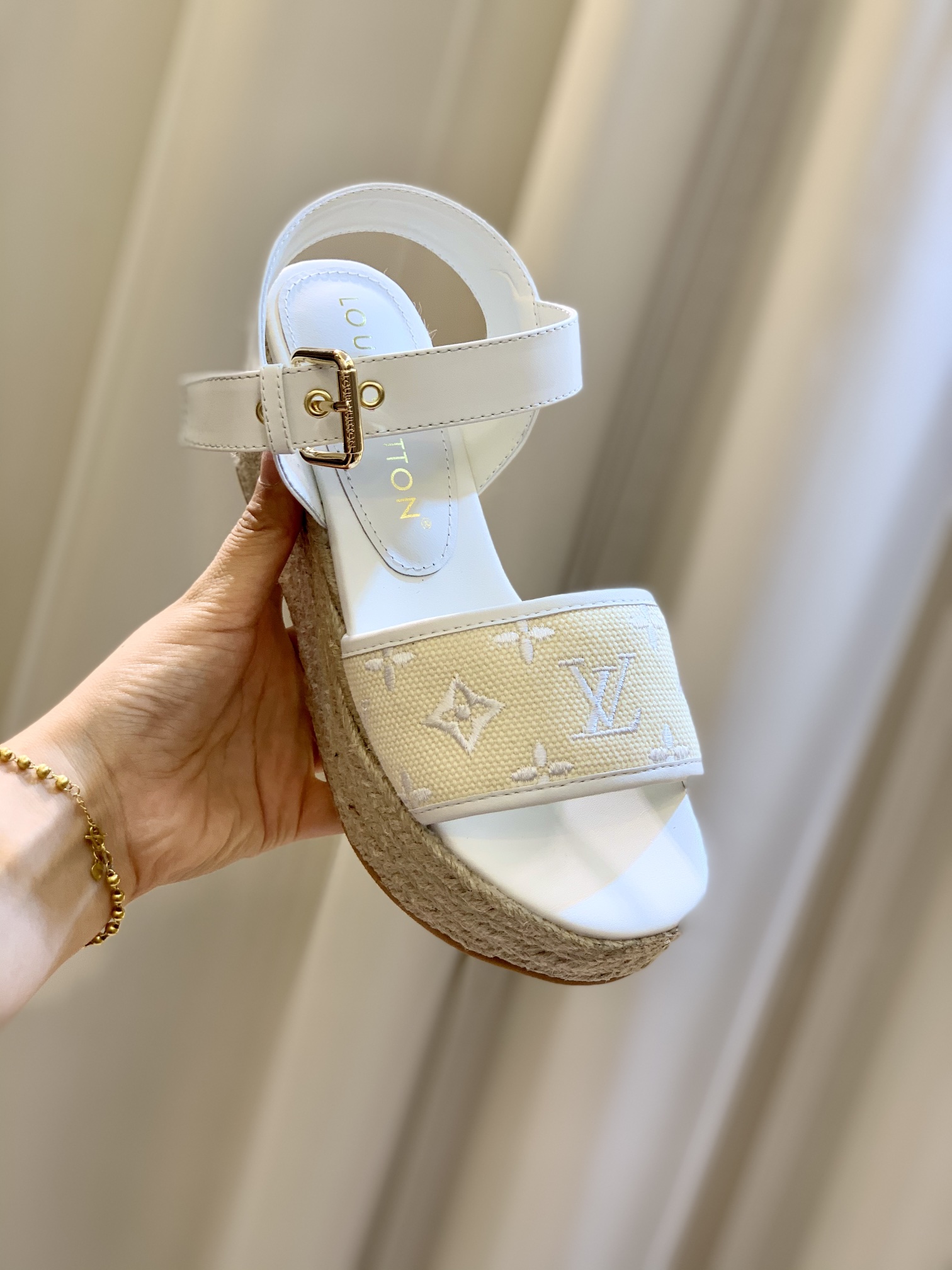 Louis Vuitton Starboard Wedge Sandal White For Women 1ABPFR