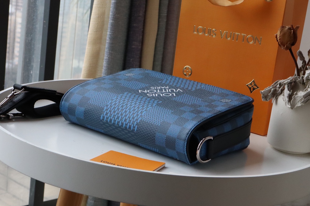 Louis Vuitton Studio Messenger Damier Graphite Blue For Men, Men’s Bags, Shoulder And Crossbody Bags 9.3in/25.3cm