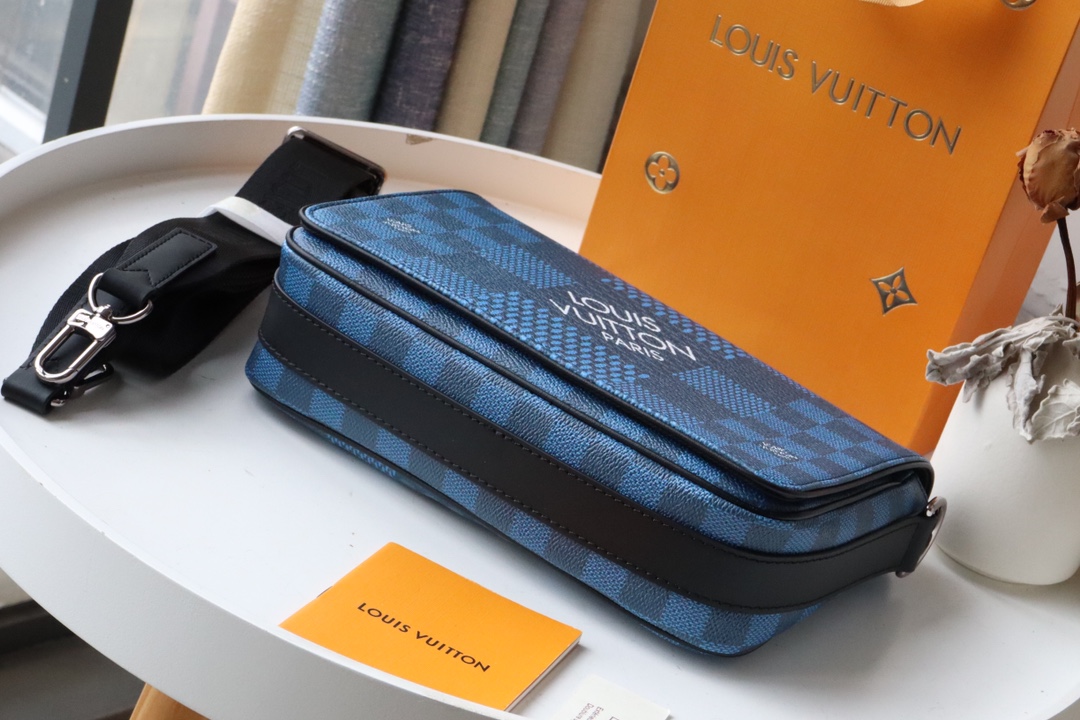 Louis Vuitton Studio Messenger Damier Graphite Blue For Men, Men’s Bags, Shoulder And Crossbody Bags 9.3in/25.3cm