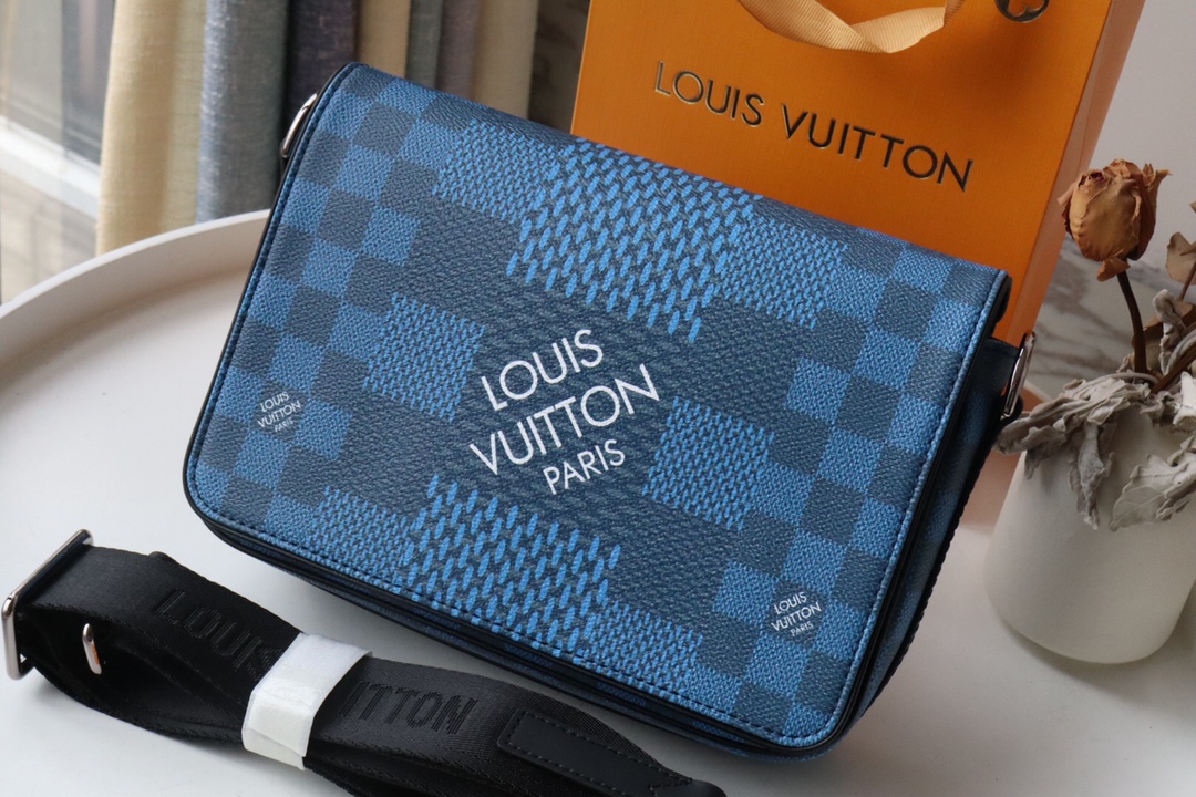 Louis Vuitton Studio Messenger Damier Graphite Blue For Men, Men’s Bags, Shoulder And Crossbody Bags 9.3in/25.3cm