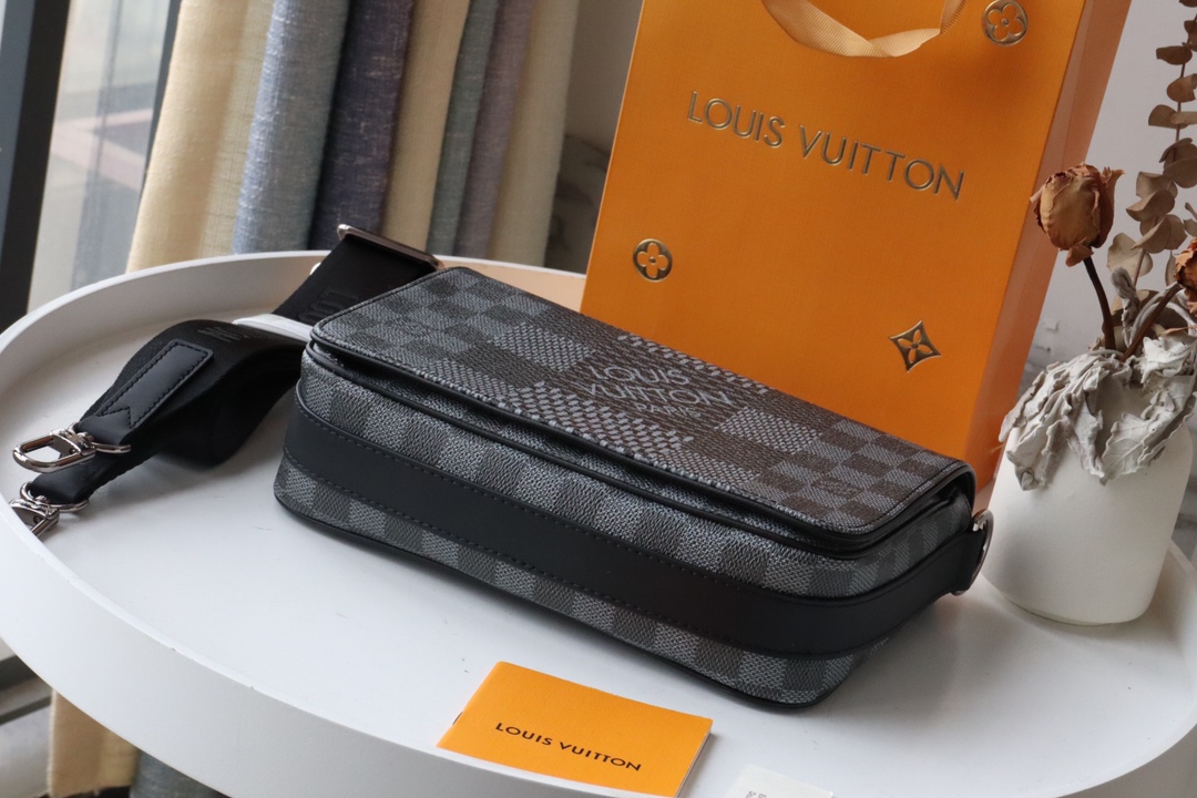 Louis Vuitton Studio Messenger Damier Graphite Gray For Men, Men’s Bags, Shoulder And Crossbody Bags 9.3in/25.3cm